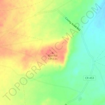 Mapa topográfico Red Hill, altitud, relieve