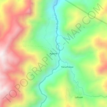 Mapa topográfico Azache, altitud, relieve