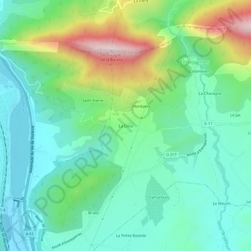 Mapa topográfico La Croix, altitud, relieve