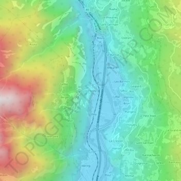 Mapa topográfico Le Fiusey, altitud, relieve