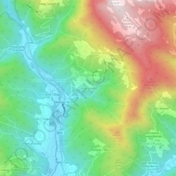 Mapa topográfico Zeiaz, altitud, relieve