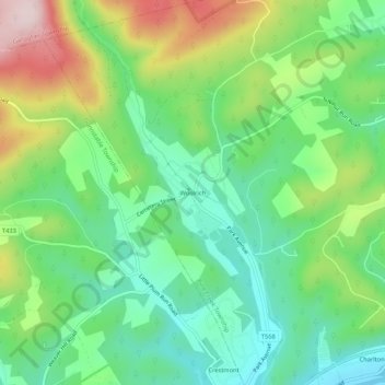 Mapa topográfico Woolrich, altitud, relieve
