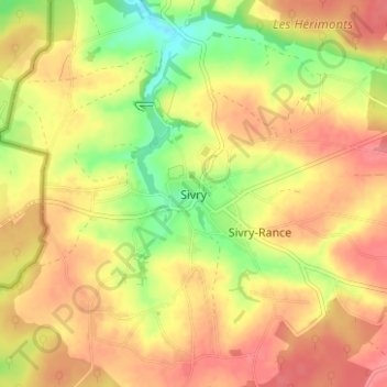 Mapa topográfico Sivry, altitud, relieve