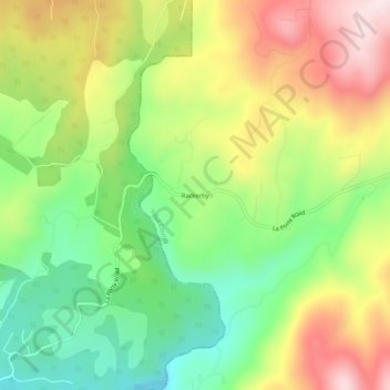 Mapa topográfico Rackerby, altitud, relieve