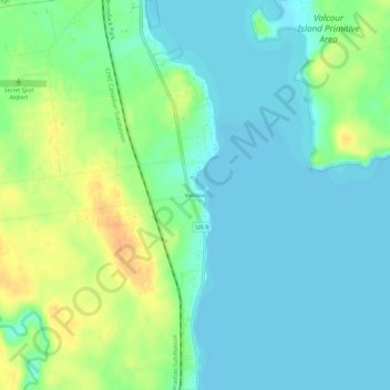 Mapa topográfico Valcour, altitud, relieve