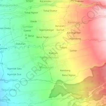 Mapa topográfico Braman, altitud, relieve