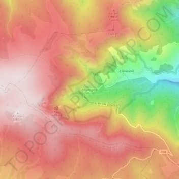 Mapa topográfico Chantegrive, altitud, relieve