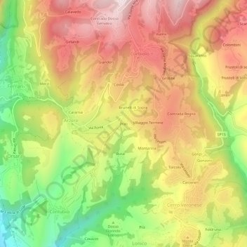 Mapa topográfico Prati, altitud, relieve