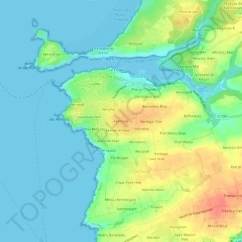 Mapa topográfico Keronvel, altitud, relieve