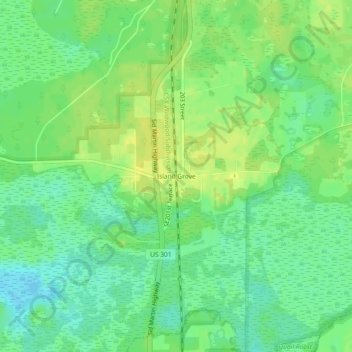 Mapa topográfico Island Grove, altitud, relieve