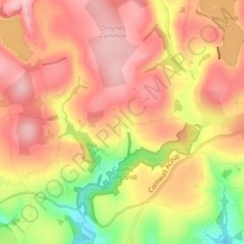 Mapa topográfico Draynes, altitud, relieve