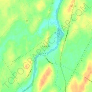Mapa topográfico Bucks Bridge, altitud, relieve