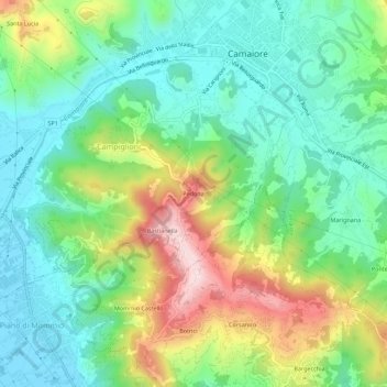Mapa topográfico Pedona, altitud, relieve