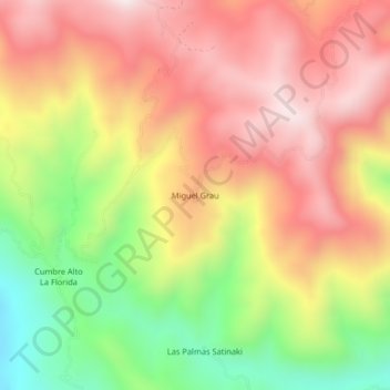 Mapa topográfico Miguel Grau, altitud, relieve