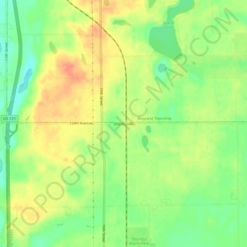 Mapa topográfico Shelbyville, altitud, relieve