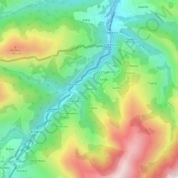 Mapa topográfico Ixtehotea, altitud, relieve