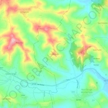 Mapa topográfico Corteranzo, altitud, relieve