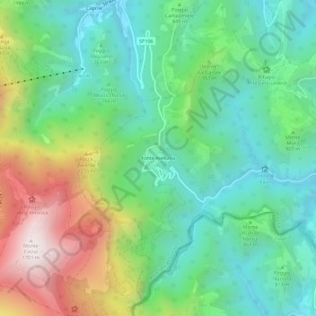 Mapa topográfico Fonte Avellana, altitud, relieve