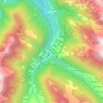 Mapa topográfico Tartano, altitud, relieve