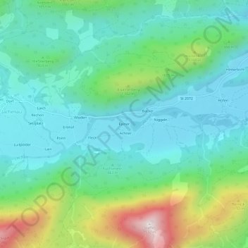 Mapa topográfico Rainer, altitud, relieve