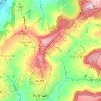 Mapa topográfico Paradise, altitud, relieve