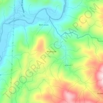 Mapa topográfico Mineração, altitud, relieve