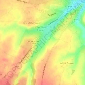 Mapa topográfico La Vallée, altitud, relieve