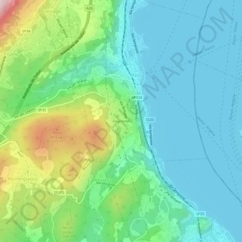 Mapa topográfico Dagnente, altitud, relieve