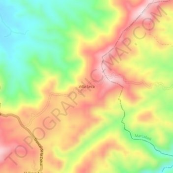 Mapa topográfico Villa Seca, altitud, relieve