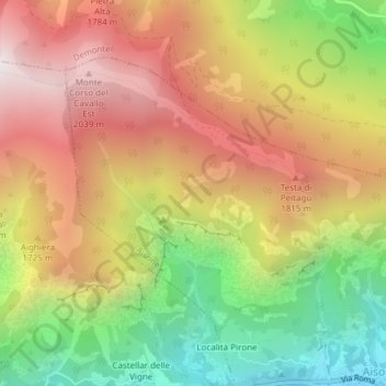 Mapa topográfico Ventöu, altitud, relieve