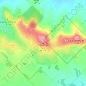 Mapa topográfico Sierra del Tigre, altitud, relieve