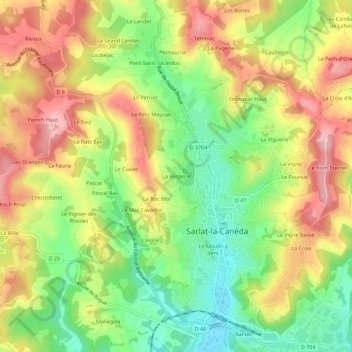 Mapa topográfico La Verperie, altitud, relieve