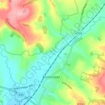 Mapa topográfico Cloakham, altitud, relieve
