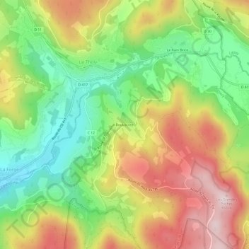 Mapa topográfico Bouvacôte, altitud, relieve