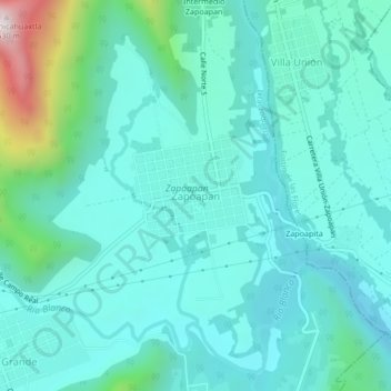 Mapa topográfico Zapoapan, altitud, relieve