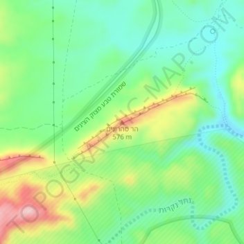 Mapa topográfico Mt. Saharonim, altitud, relieve
