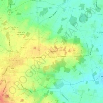Mapa topográfico Le Chesnoy, altitud, relieve