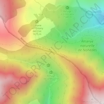 Mapa topográfico Col de Portus, altitud, relieve