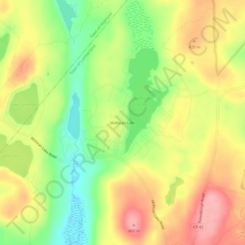 Mapa topográfico Mohican Lake, altitud, relieve