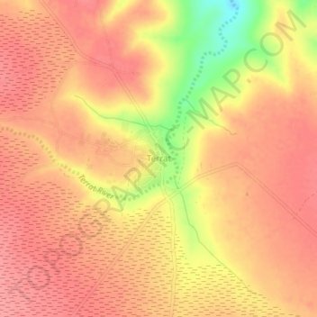 Mapa topográfico Terrat, altitud, relieve