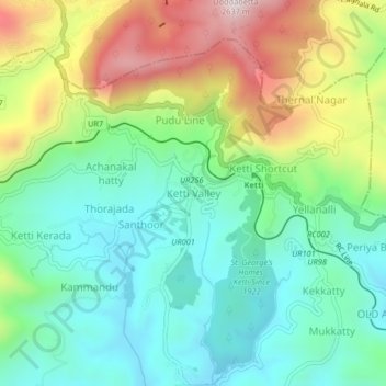 Mapa topográfico Ketti Valley, altitud, relieve