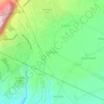 Mapa topográfico Montaña, altitud, relieve