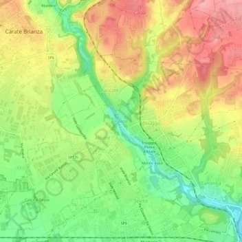 Mapa topográfico Ponte, altitud, relieve