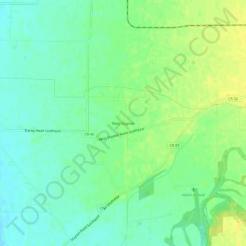 Mapa topográfico West Stayton, altitud, relieve