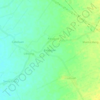Mapa topográfico Baligayan, altitud, relieve