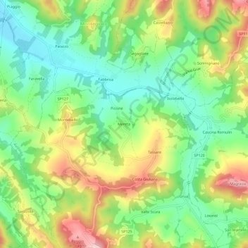 Mapa topográfico Mereta, altitud, relieve