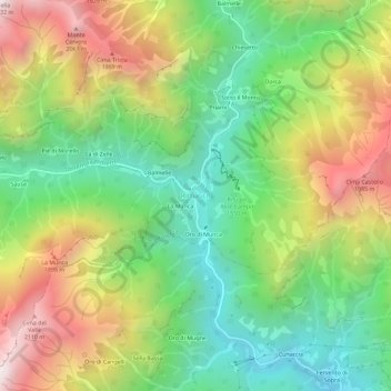 Mapa topográfico Rimasco, altitud, relieve