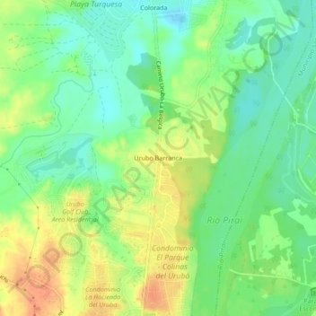 Mapa topográfico Urubo Barranca, altitud, relieve