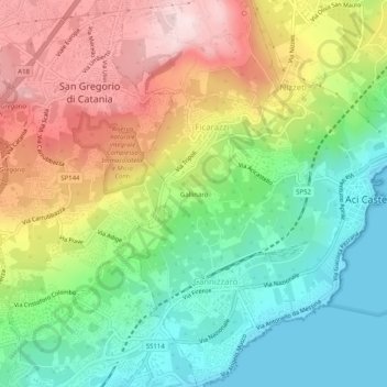 Mapa topográfico Gallinaro, altitud, relieve