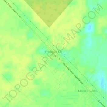 Mapa topográfico Francisco Uh May, altitud, relieve